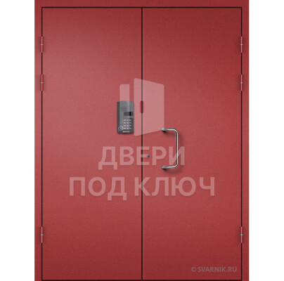 Двустворчатая подъездная дверь с домофоном ДПК-13824