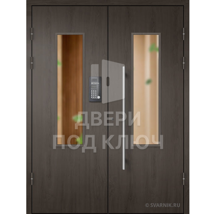 Двустворчатая тамбурная дверь с отделкой МДФ ДПК-13852